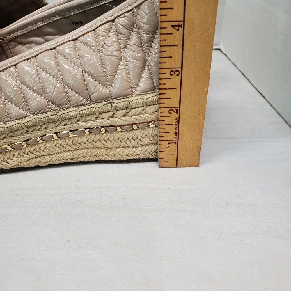 Karl Lagerfeld Paris Quilted Patent Espadrille Flats Slip On Shoes Women 11M